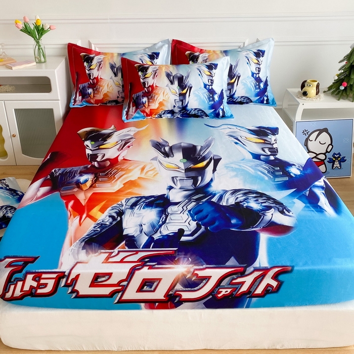 91家纺网 家纺一手货源 找家纺 一电 2025新款跨境电商外贸夏季卡通冰丝凉席床笠可水洗学生宿舍单人空调席子 星星奥特曼