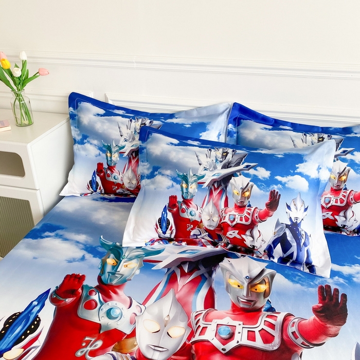 91家纺网 家纺一手货源 找家纺 一电 2025新款跨境电商外贸夏季卡通冰丝凉席床笠可水洗学生宿舍单人空调席子 帅气奥特曼