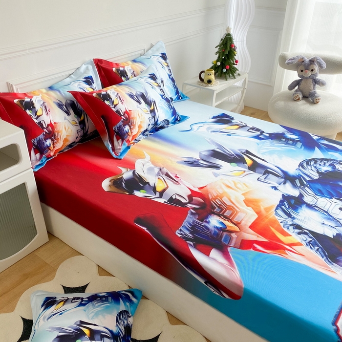 91家纺网 家纺一手货源 找家纺 一电 2025新款跨境电商外贸夏季卡通冰丝凉席床笠可水洗学生宿舍单人空调席子 星星奥特曼