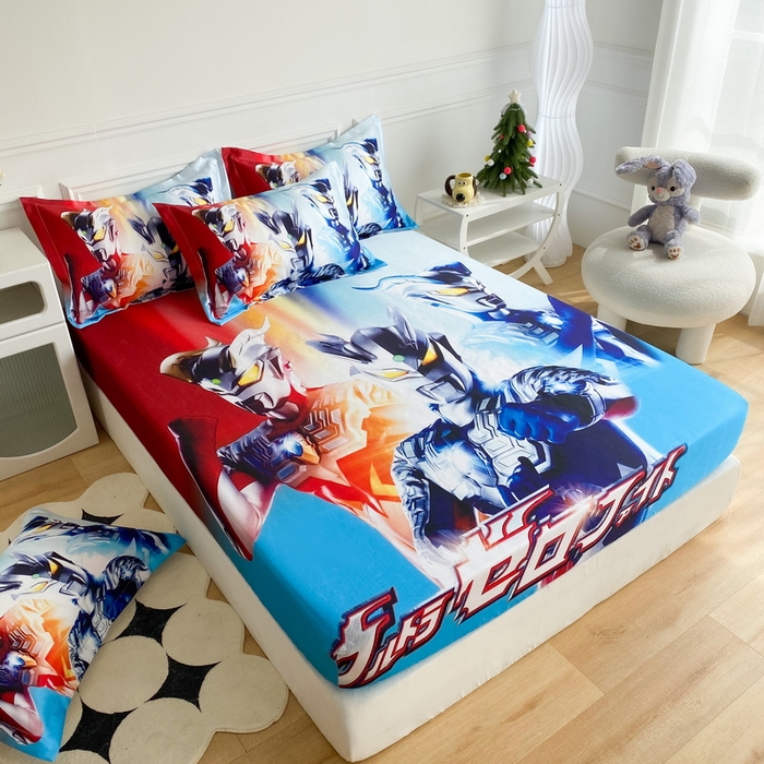 91家纺网 家纺一手货源 找家纺 一电 2025新款跨境电商外贸夏季卡通冰丝凉席床笠可水洗学生宿舍单人空调席子 星星奥特曼