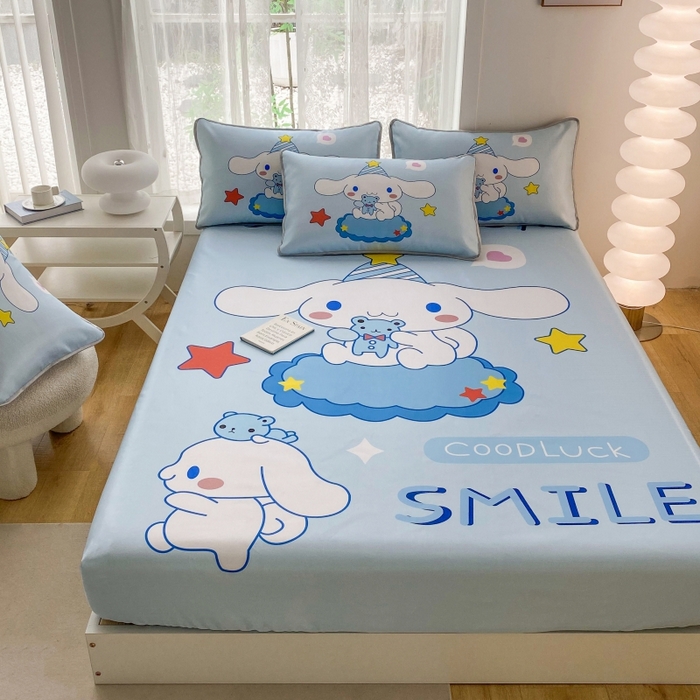 91家纺网 家纺一手货源 找家纺 一电 2025新款跨境电商外贸夏季卡通冰丝凉席床笠可水洗学生宿舍单人空调席子 小熊玉桂狗