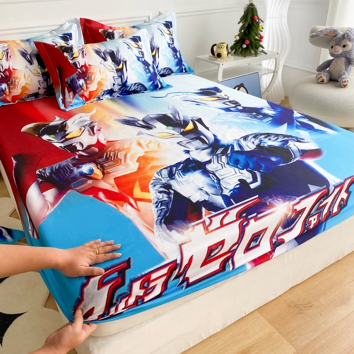 91家纺网 家纺一手货源 找家纺 一电 2025新款跨境电商外贸夏季卡通冰丝凉席床笠可水洗学生宿舍单人空调席子 星星奥特曼