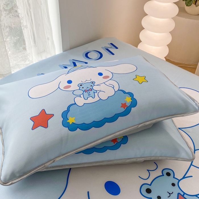 91家纺网 家纺一手货源 找家纺 一电 2025新款跨境电商外贸夏季卡通冰丝凉席床笠可水洗学生宿舍单人空调席子 小熊玉桂狗