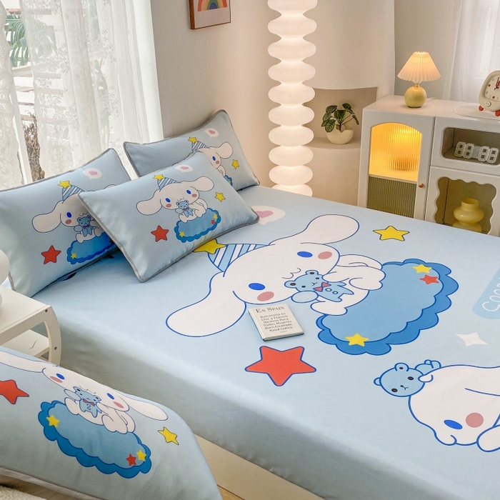 91家纺网 家纺一手货源 找家纺 一电 2025新款跨境电商外贸夏季卡通冰丝凉席床笠可水洗学生宿舍单人空调席子 小熊玉桂狗