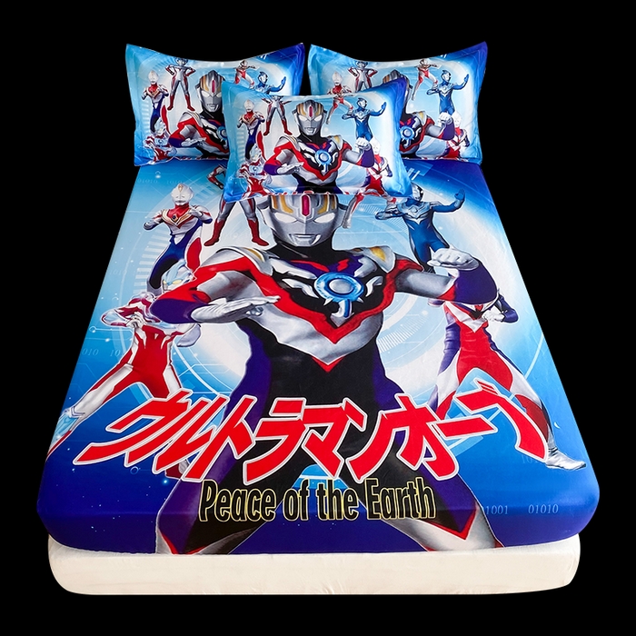 91家纺网 家纺一手货源 找家纺 一电 2025新款跨境电商外贸夏季卡通冰丝凉席床笠可水洗学生宿舍单人空调席子 奥特曼战队