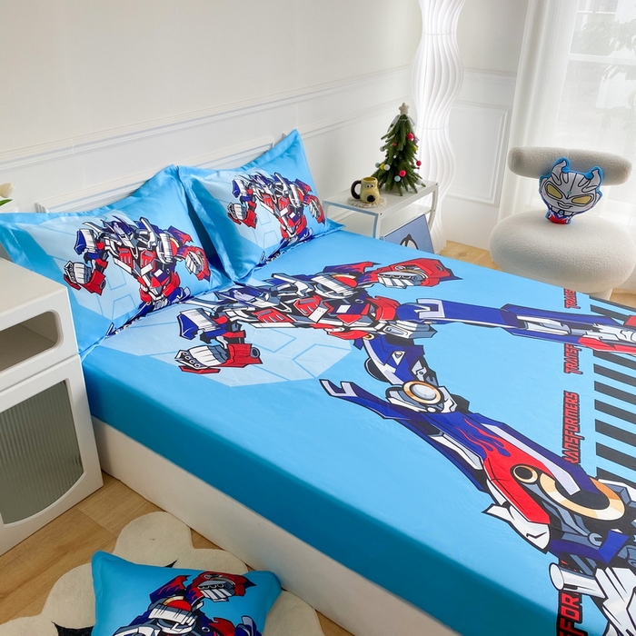 91家纺网 家纺一手货源 找家纺 一电 2025新款跨境电商外贸夏季卡通冰丝凉席床笠可水洗学生宿舍单人空调席子 机器人