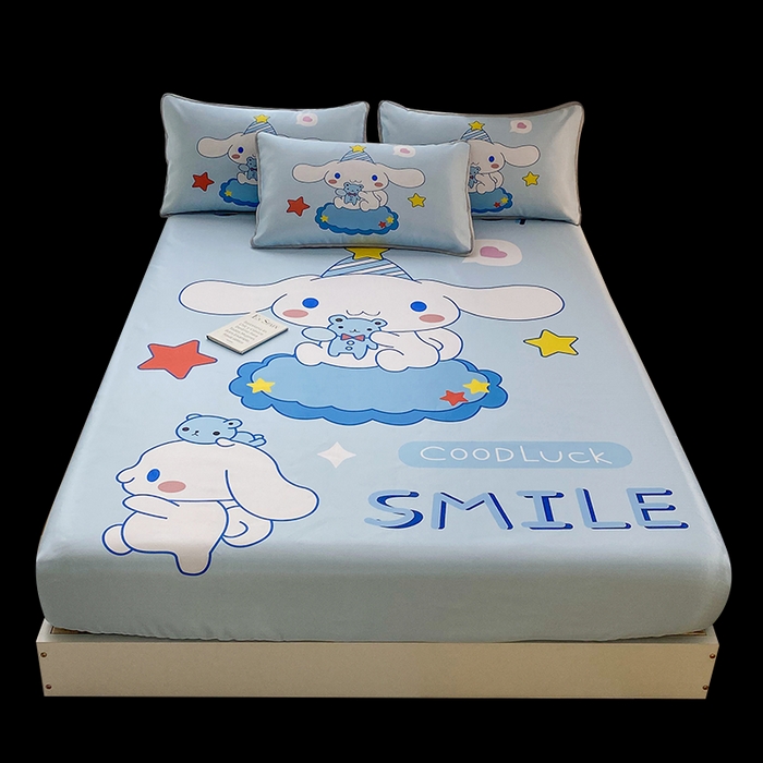 91家纺网 家纺一手货源 找家纺 一电 2025新款跨境电商外贸夏季卡通冰丝凉席床笠可水洗学生宿舍单人空调席子 小熊玉桂狗