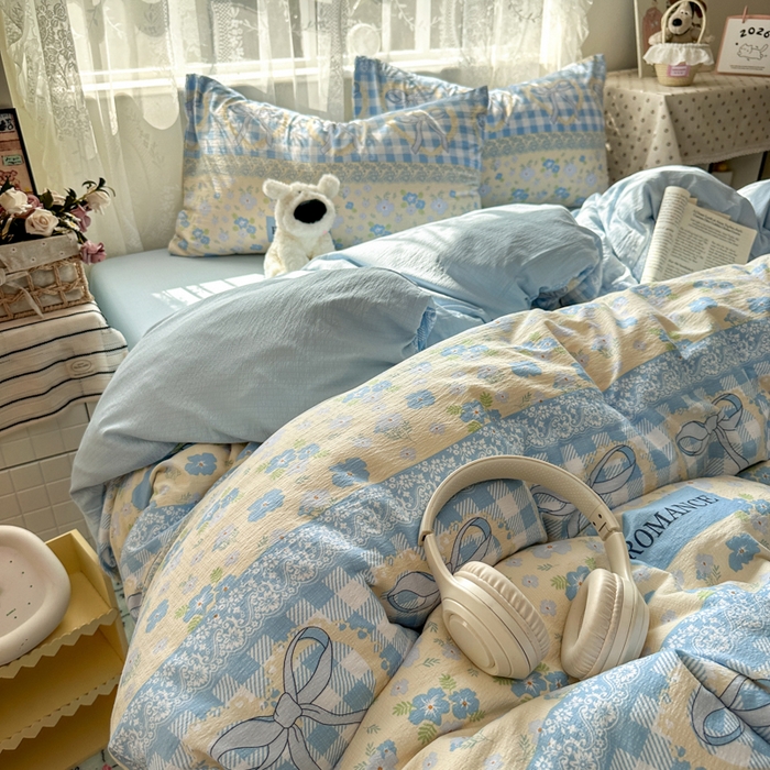 91家纺网 家纺一手货源 找家纺 花伞家居 2025新款印花双层纱四件套（提供买家秀） 爱洛