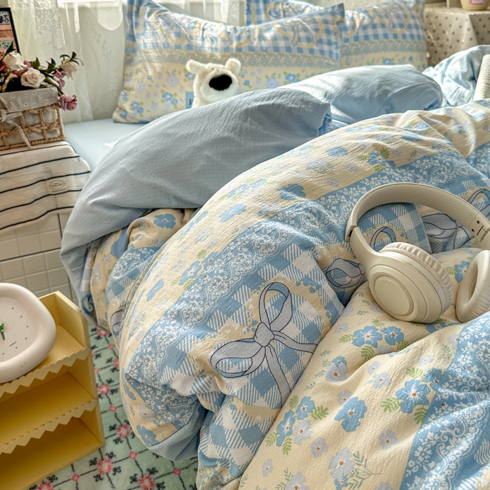 91家纺网 家纺一手货源 找家纺 花伞家居 2025新款印花双层纱四件套（提供买家秀） 爱洛