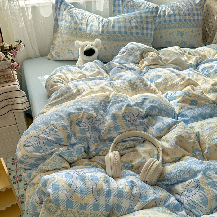 91家纺网 家纺一手货源 找家纺 花伞家居 2025新款印花双层纱四件套（提供买家秀） 爱洛