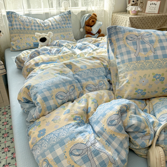 91家纺网 家纺一手货源 找家纺 花伞家居 2025新款印花双层纱四件套（提供买家秀） 爱洛