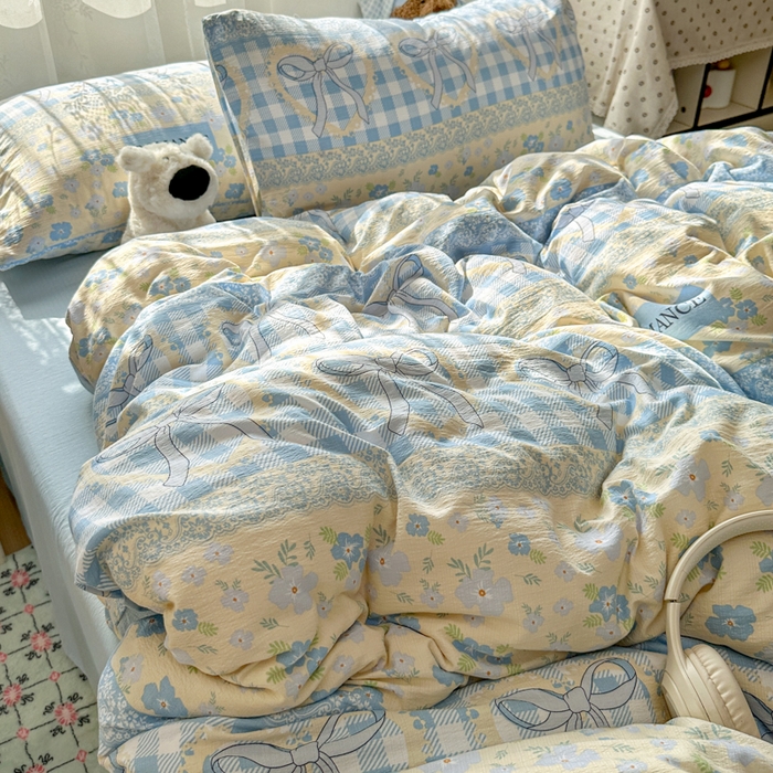 91家纺网 家纺一手货源 找家纺 花伞家居 2025新款印花双层纱四件套（提供买家秀） 爱洛