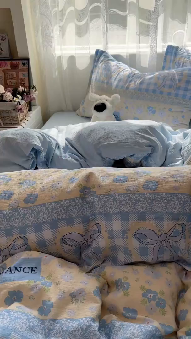 91家纺网 家纺一手货源 找家纺 花伞家居 2025新款印花双层纱四件套（提供买家秀） 爱洛