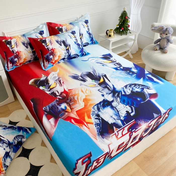 91家纺网 家纺一手货源 找家纺 一电 2025新款跨境电商外贸夏季卡通冰丝凉席床笠可水洗学生宿舍单人空调席子 星星奥特曼