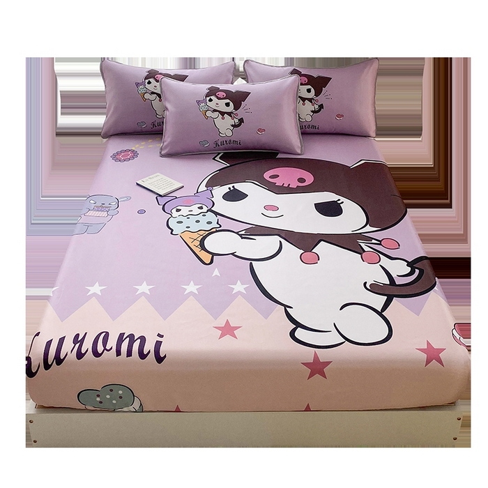 91家纺网 家纺一手货源 找家纺 一电 2025新款跨境电商外贸夏季卡通冰丝凉席床笠可水洗学生宿舍单人空调席子 甜筒库洛米