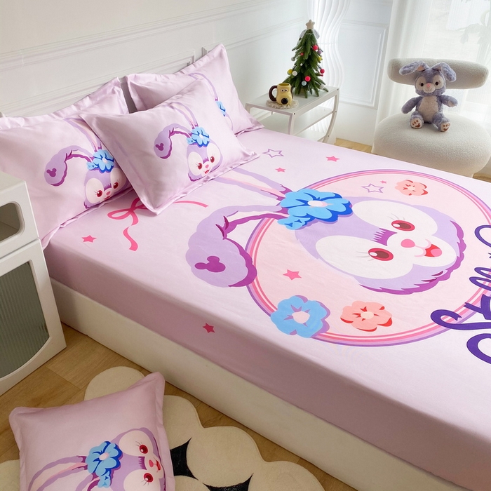 91家纺网 家纺一手货源 找家纺 一电 2025新款跨境电商外贸夏季卡通冰丝凉席床笠可水洗学生宿舍单人空调席子 可爱星黛露