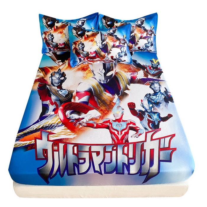 91家纺网 家纺一手货源 找家纺 一电 2025新款跨境电商外贸夏季卡通冰丝凉席床笠可水洗学生宿舍单人空调席子 闪电奥特曼