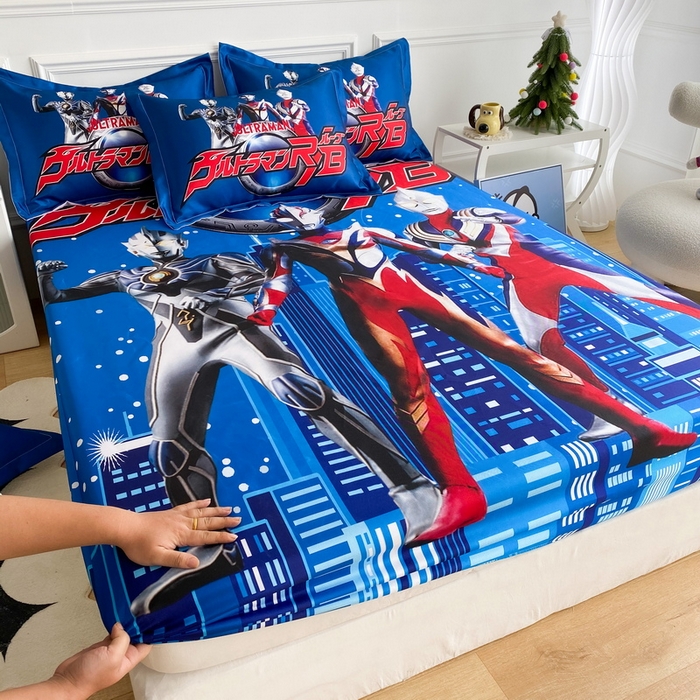 91家纺网 家纺一手货源 找家纺 一电 2025新款跨境电商外贸夏季卡通冰丝凉席床笠可水洗学生宿舍单人空调席子 奥特归来