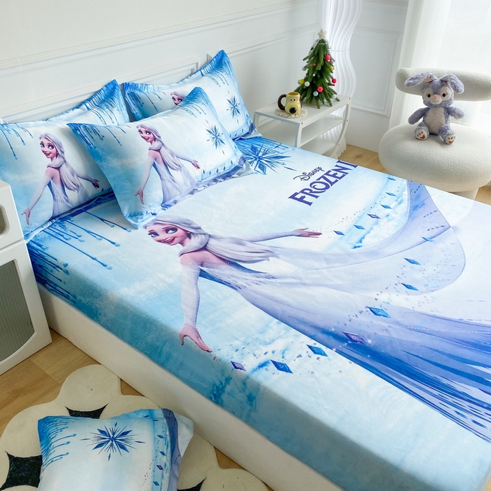 91家纺网 家纺一手货源 找家纺 一电 2025新款跨境电商外贸夏季卡通冰丝凉席床笠可水洗学生宿舍单人空调席子 女王