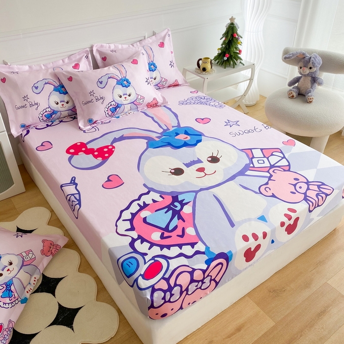 91家纺网 家纺一手货源 找家纺 一电 2025新款跨境电商外贸夏季卡通冰丝凉席床笠可水洗学生宿舍单人空调席子 冰冰星黛露