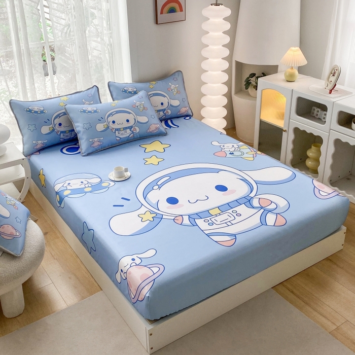 91家纺网 家纺一手货源 找家纺 一电 2025新款跨境电商外贸夏季卡通冰丝凉席床笠可水洗学生宿舍单人空调席子 太空玉桂狗