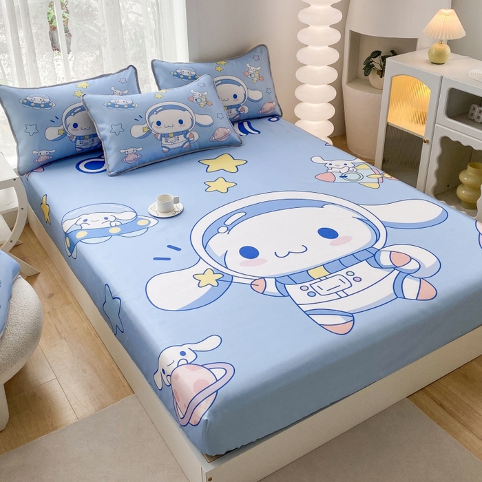 91家纺网 家纺一手货源 找家纺 一电 2025新款跨境电商外贸夏季卡通冰丝凉席床笠可水洗学生宿舍单人空调席子 太空玉桂狗