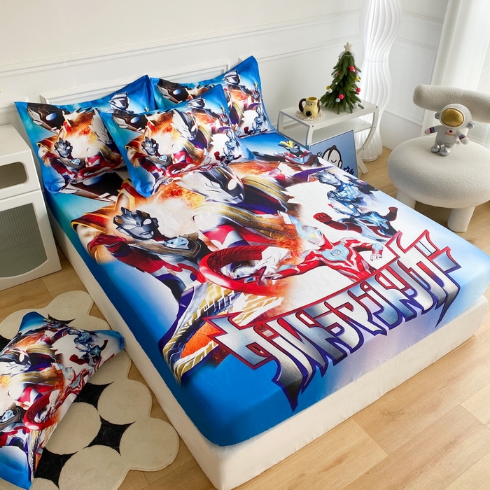 91家纺网 家纺一手货源 找家纺 一电 2025新款跨境电商外贸夏季卡通冰丝凉席床笠可水洗学生宿舍单人空调席子 闪电奥特曼