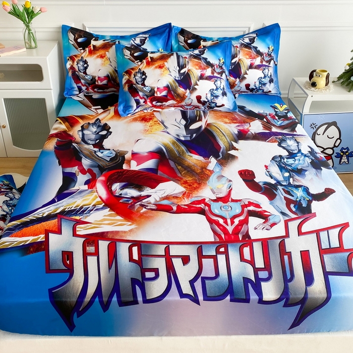 91家纺网 家纺一手货源 找家纺 一电 2025新款跨境电商外贸夏季卡通冰丝凉席床笠可水洗学生宿舍单人空调席子 闪电奥特曼