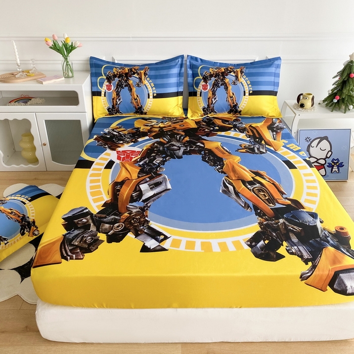 91家纺网 家纺一手货源 找家纺 一电 2025新款跨境电商外贸夏季卡通冰丝凉席床笠可水洗学生宿舍单人空调席子 黄蜂机器人