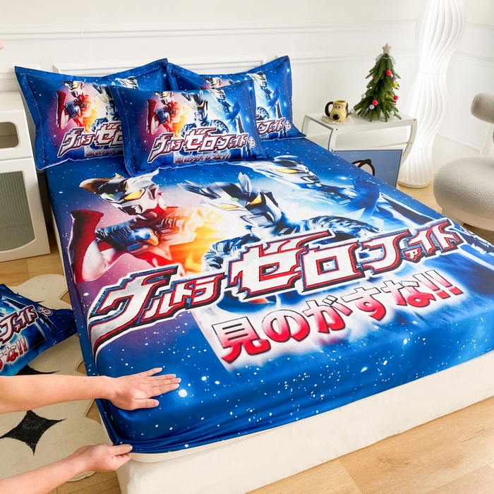 91家纺网 家纺一手货源 找家纺 一电 2025新款跨境电商外贸夏季卡通冰丝凉席床笠可水洗学生宿舍单人空调席子 赛罗