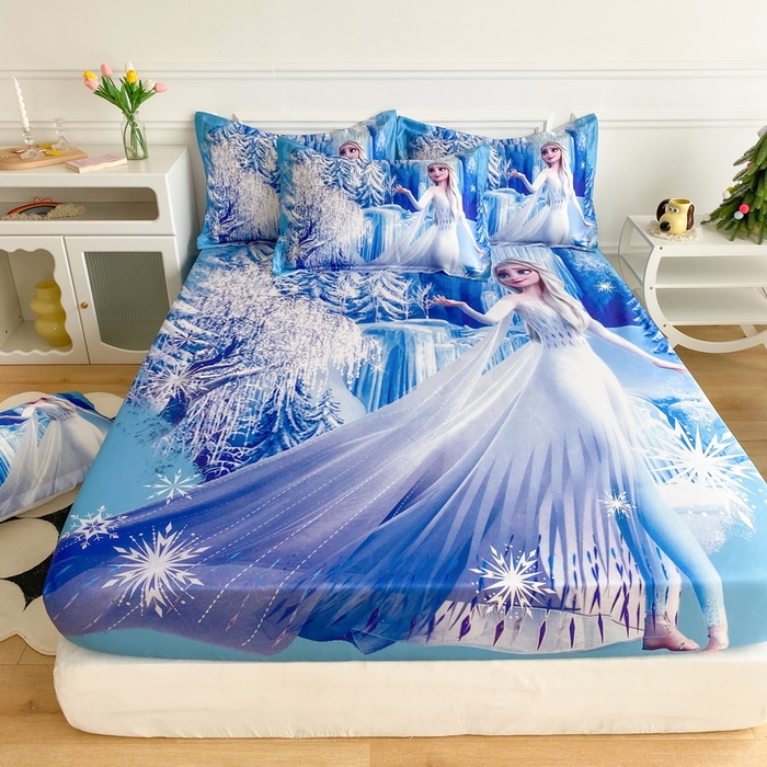 91家纺网 家纺一手货源 找家纺 一电 2025新款跨境电商外贸夏季卡通冰丝凉席床笠可水洗学生宿舍单人空调席子 皇后