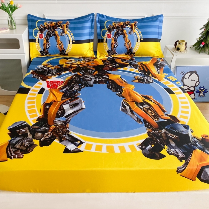 91家纺网 家纺一手货源 找家纺 一电 2025新款跨境电商外贸夏季卡通冰丝凉席床笠可水洗学生宿舍单人空调席子 黄蜂机器人