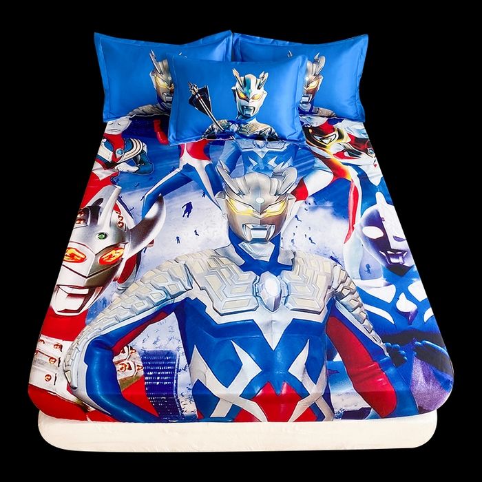 91家纺网 家纺一手货源 找家纺 一电 2025新款跨境电商外贸夏季卡通冰丝凉席床笠可水洗学生宿舍单人空调席子 奥特家族