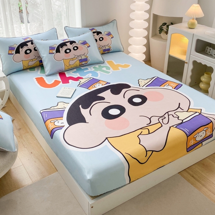 91家纺网 家纺一手货源 找家纺 一电 2025新款跨境电商外贸夏季卡通冰丝凉席床笠可水洗学生宿舍单人空调席子 奶茶小新