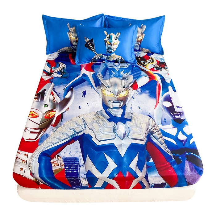 91家纺网 家纺一手货源 找家纺 一电 2025新款跨境电商外贸夏季卡通冰丝凉席床笠可水洗学生宿舍单人空调席子 奥特家族