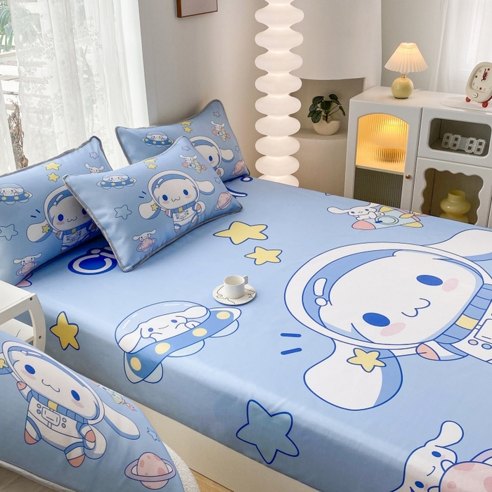 91家纺网 家纺一手货源 找家纺 一电 2025新款跨境电商外贸夏季卡通冰丝凉席床笠可水洗学生宿舍单人空调席子 太空玉桂狗