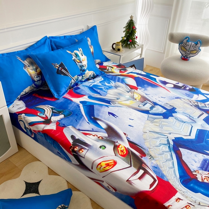 91家纺网 家纺一手货源 找家纺 一电 2025新款跨境电商外贸夏季卡通冰丝凉席床笠可水洗学生宿舍单人空调席子 奥特家族