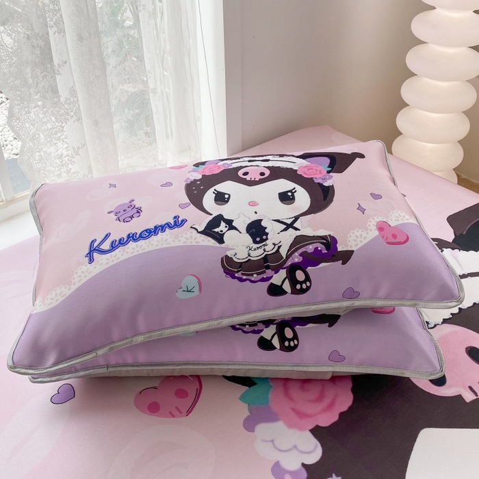 91家纺网 家纺一手货源 找家纺 一电 2025新款跨境电商外贸夏季卡通冰丝凉席床笠可水洗学生宿舍单人空调席子 公主库洛米