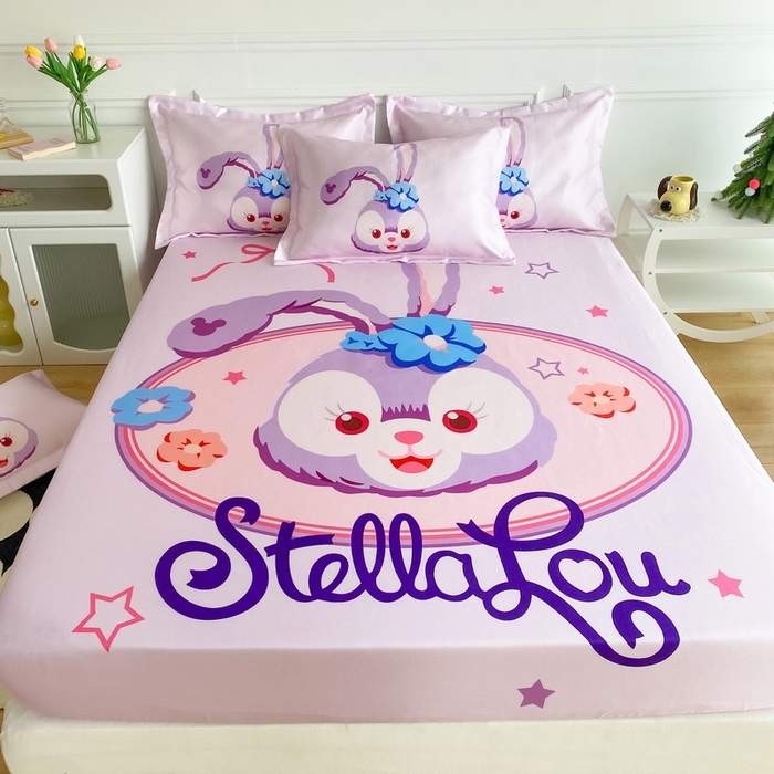 91家纺网 家纺一手货源 找家纺 一电 2025新款跨境电商外贸夏季卡通冰丝凉席床笠可水洗学生宿舍单人空调席子 可爱星黛露