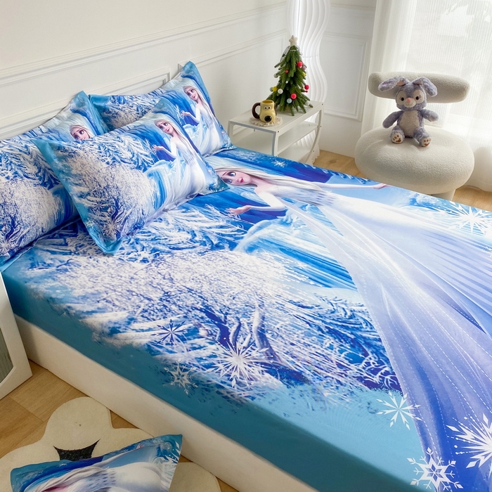 91家纺网 家纺一手货源 找家纺 一电 2025新款跨境电商外贸夏季卡通冰丝凉席床笠可水洗学生宿舍单人空调席子 皇后