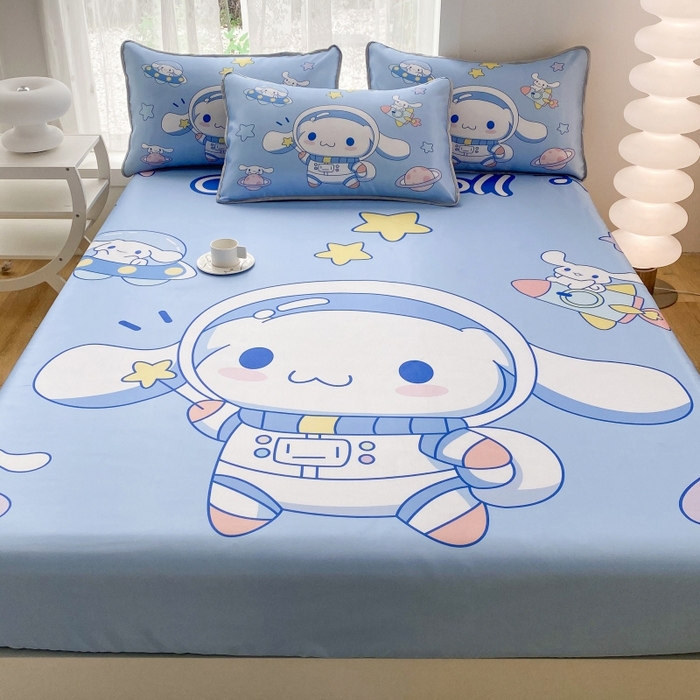 91家纺网 家纺一手货源 找家纺 一电 2025新款跨境电商外贸夏季卡通冰丝凉席床笠可水洗学生宿舍单人空调席子 太空玉桂狗