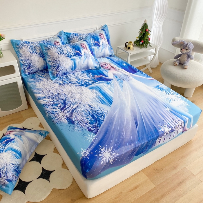 91家纺网 家纺一手货源 找家纺 一电 2025新款跨境电商外贸夏季卡通冰丝凉席床笠可水洗学生宿舍单人空调席子 皇后