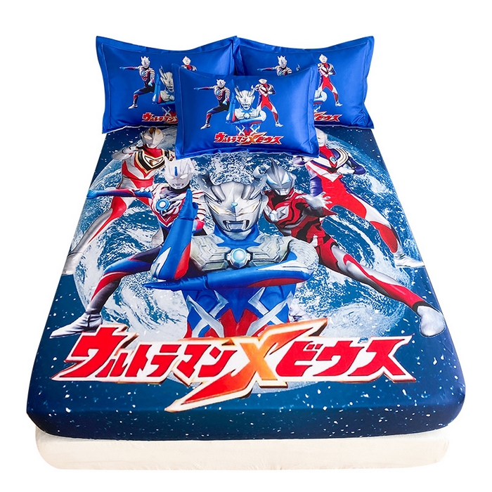 91家纺网 家纺一手货源 找家纺 一电 2025新款跨境电商外贸夏季卡通冰丝凉席床笠可水洗学生宿舍单人空调席子 奥特警卫队