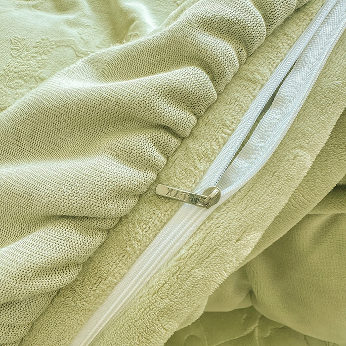 91家纺网 家纺一手货源 找家纺 罗艺轩【控价】 2025新款立体雕花牛奶绒加厚保暖床裙款四件套-安琪儿 安琪儿-绿