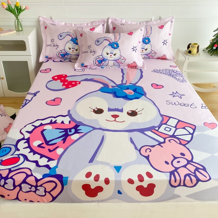 91家纺网 家纺一手货源 找家纺 一电 2025新款跨境电商外贸夏季卡通冰丝凉席床笠可水洗学生宿舍单人空调席子 冰冰星黛露