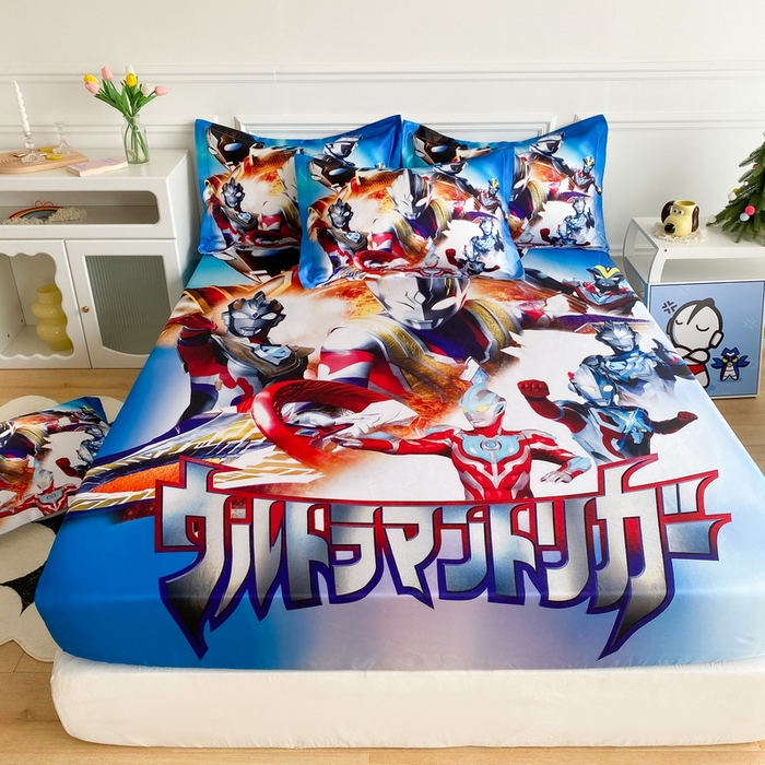 91家纺网 家纺一手货源 找家纺 一电 2025新款跨境电商外贸夏季卡通冰丝凉席床笠可水洗学生宿舍单人空调席子 闪电奥特曼