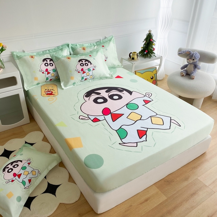 91家纺网 家纺一手货源 找家纺 一电 2025新款跨境电商外贸夏季卡通冰丝凉席床笠可水洗学生宿舍单人空调席子 小新