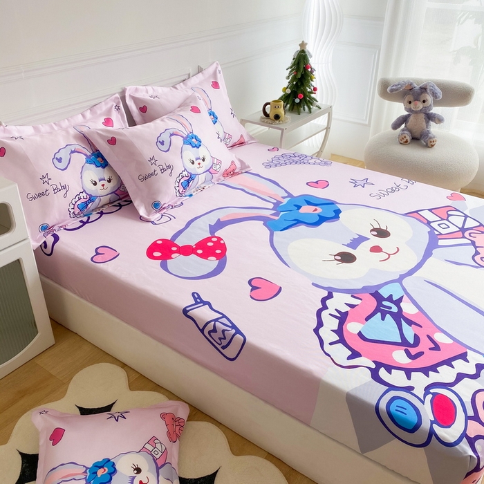 91家纺网 家纺一手货源 找家纺 一电 2025新款跨境电商外贸夏季卡通冰丝凉席床笠可水洗学生宿舍单人空调席子 冰冰星黛露