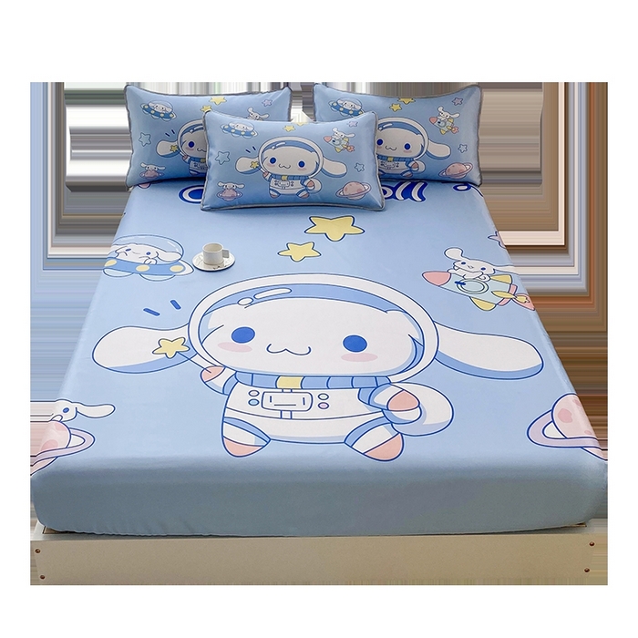 91家纺网 家纺一手货源 找家纺 一电 2025新款跨境电商外贸夏季卡通冰丝凉席床笠可水洗学生宿舍单人空调席子 太空玉桂狗