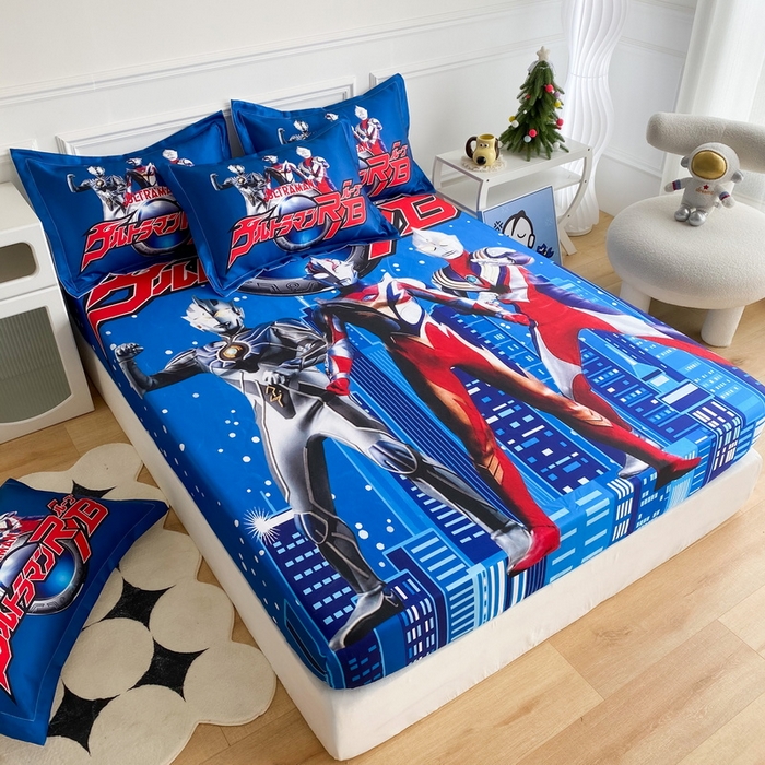 91家纺网 家纺一手货源 找家纺 一电 2025新款跨境电商外贸夏季卡通冰丝凉席床笠可水洗学生宿舍单人空调席子 奥特归来